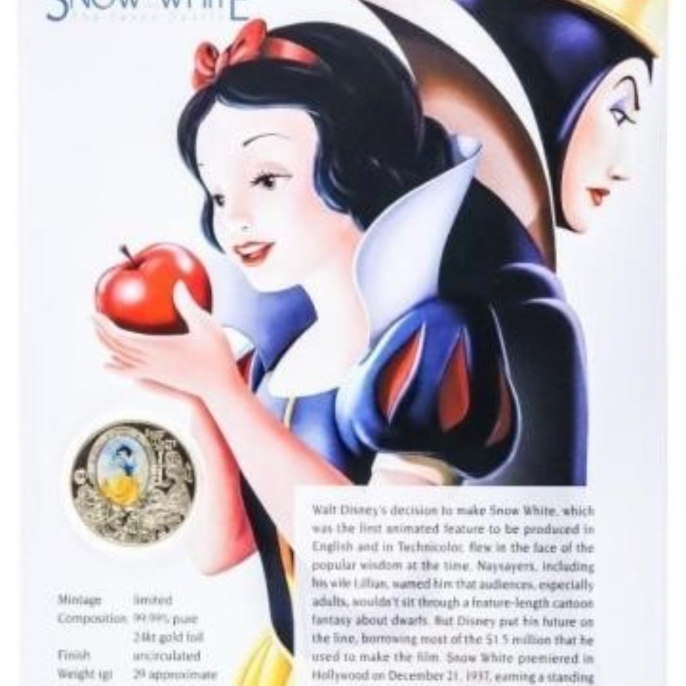 Disney-Snow White 24kt Gold Medallion & Giclee Art